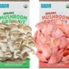 Back to the Roots Organic Mushroom Grow Kit - Oyster and Pink Mushroom 2-Pack Variety - Indoor Non-GMO Growing Kit - Produces 3-4 Servings and Grows in 10 Days