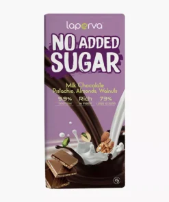 Chocolate Bar, No Added Sugar, 1 Bar, Milk Chocolate Pistachio Almonds and Walnuts, Laperva